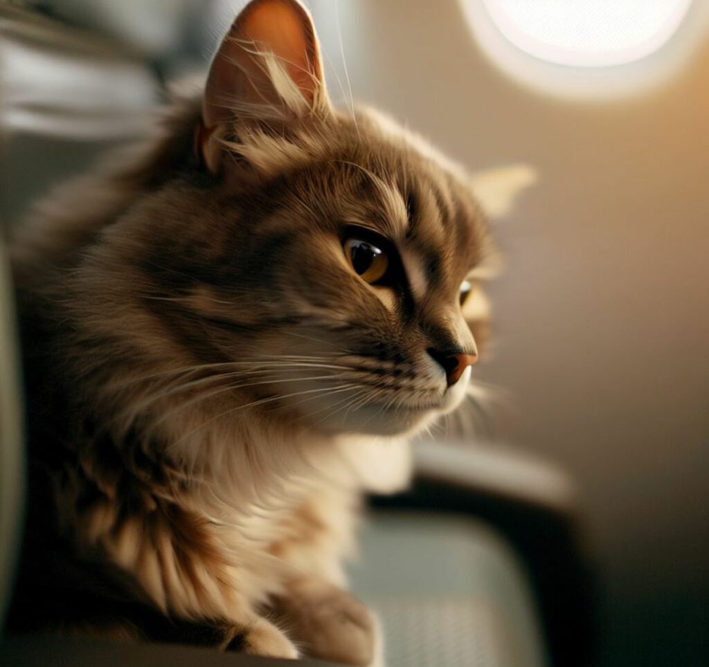 chat sur un siège dans un avion