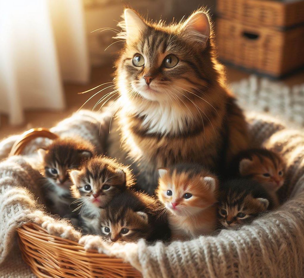 chattes avec ses petits