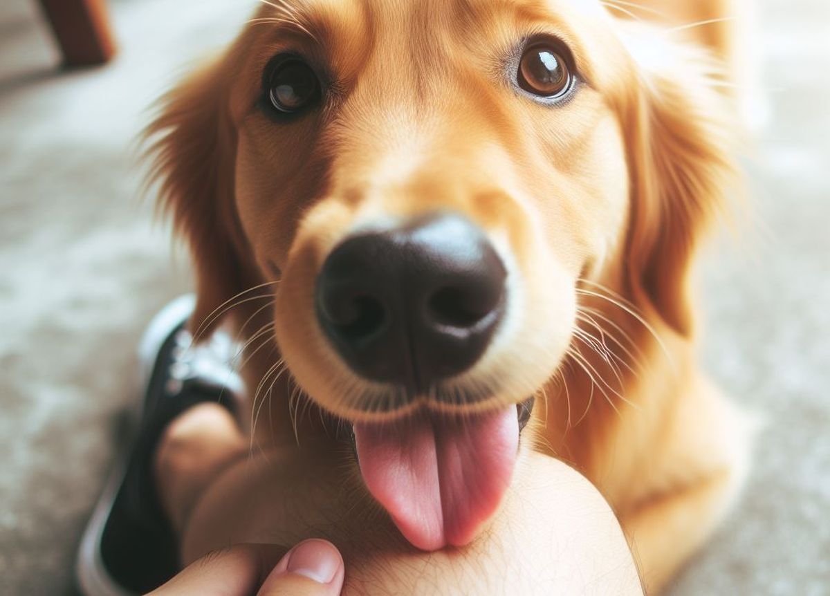 chien qui lèche la jambe