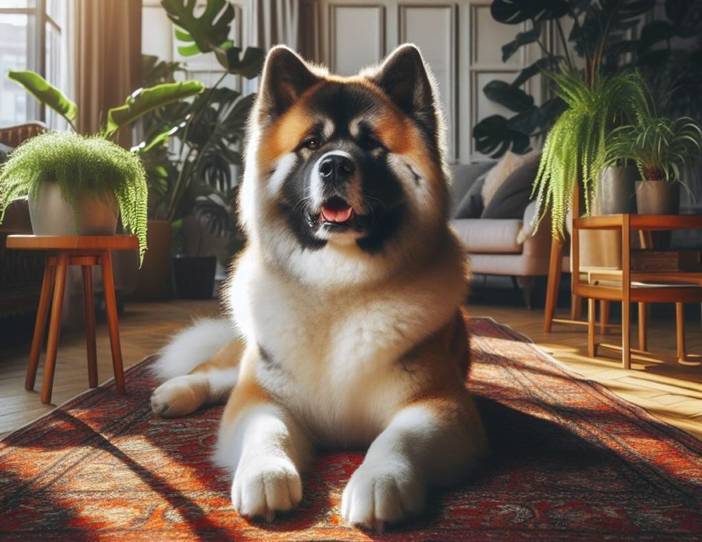 chien race akita dans un salon photo