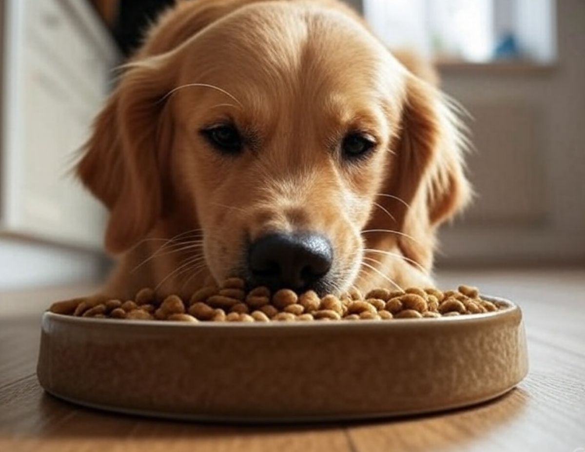 chien qui mange ses croquettes