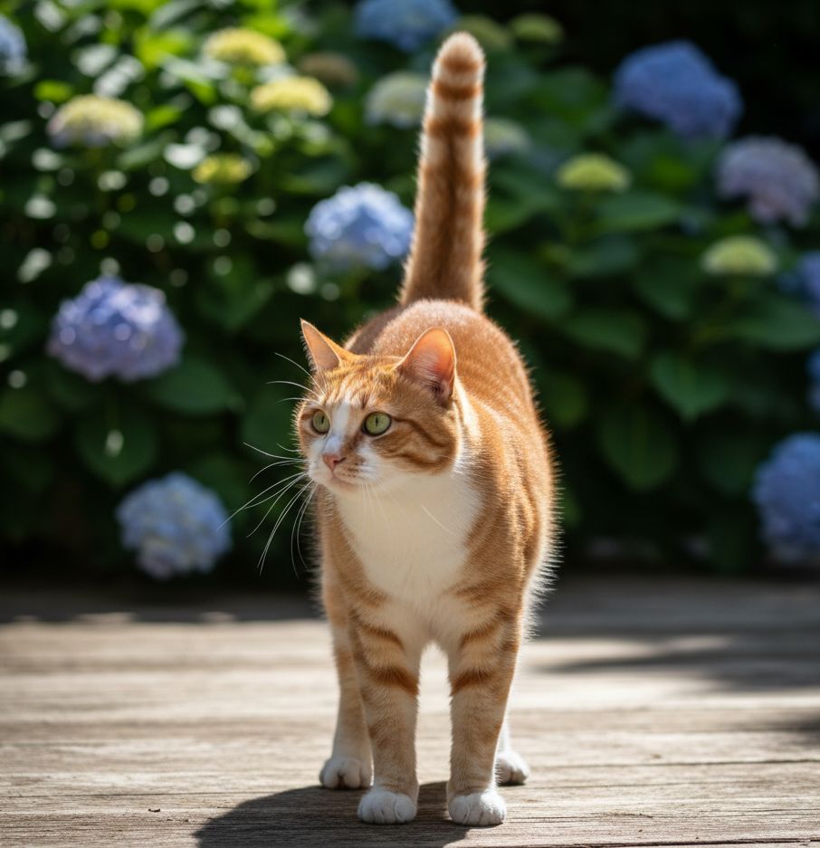 chat dos rond queue en l'air photo