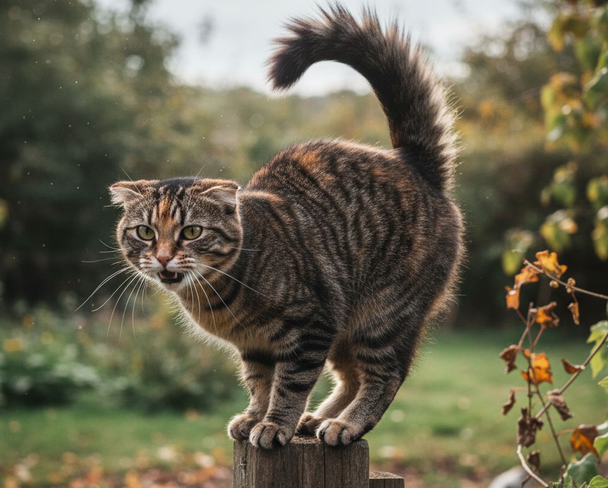 chat dos rond queue en l'air