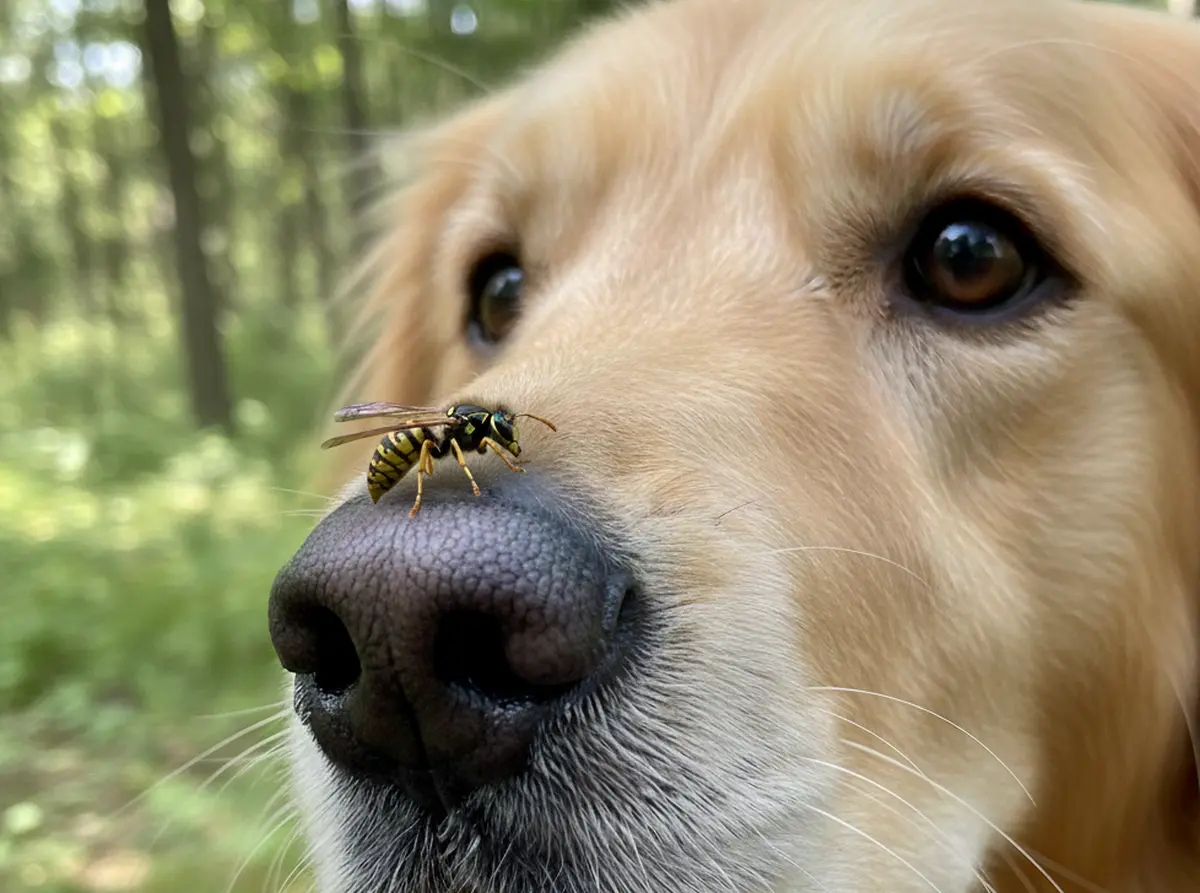 Piqûre de guêpe sur un chien